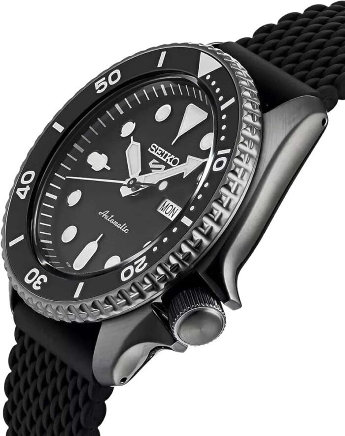 Seiko 5 Sports SKX Series Automatic Black Dial Black Silicone Strap Watch for Men - SRPD65K2 - Image 2